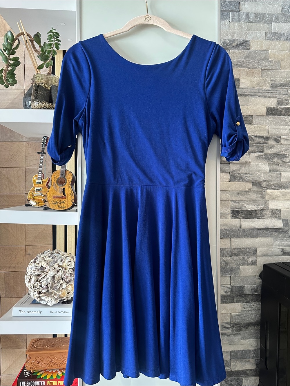 Express Royal Blue Fit-and-Flare Midi Dress
